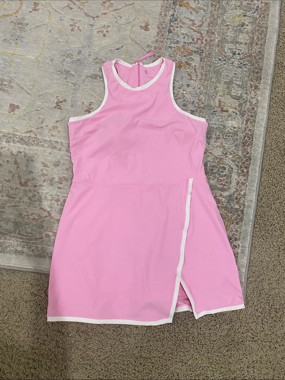 Pink Athletic Skort Dress with White Trim